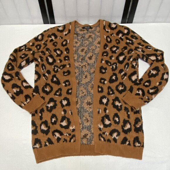 Long Sleeve Knit Open Cardigan Sweater Leopard Witty Fox Young Contemporary - Picture 7 of 12
